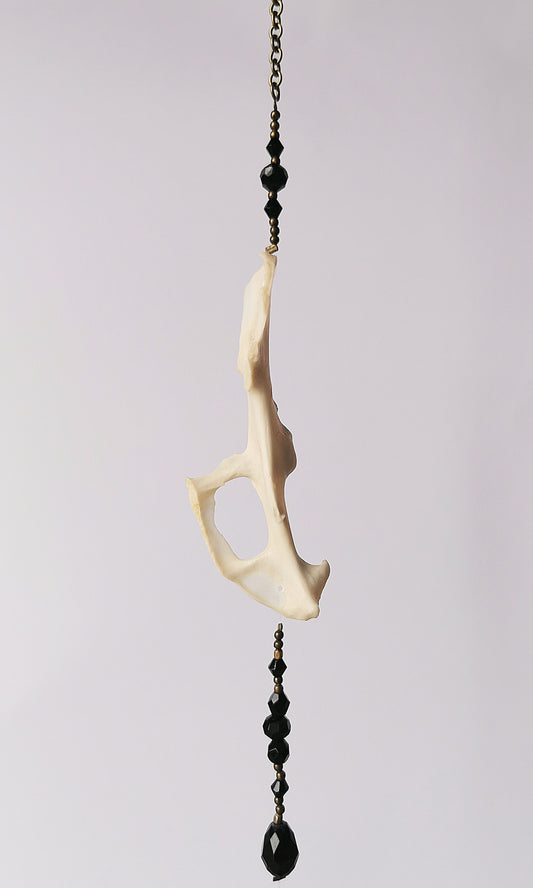 Animal bone suncatcher with black beads