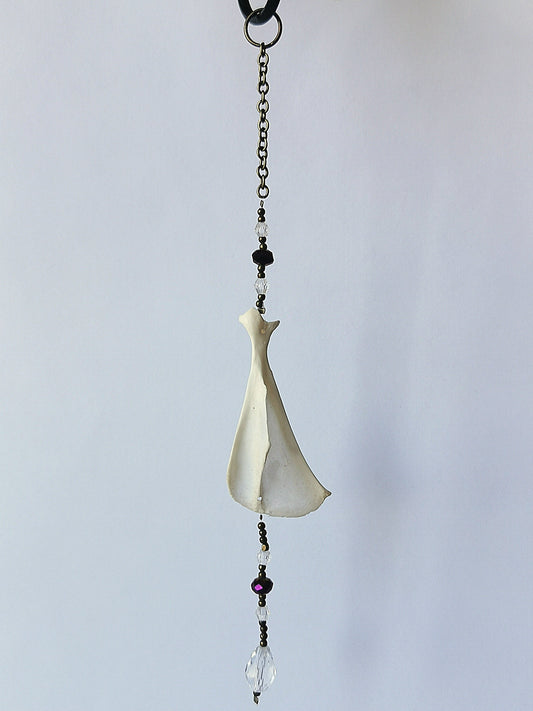 Animal bone suncatcher with clear and purple beads